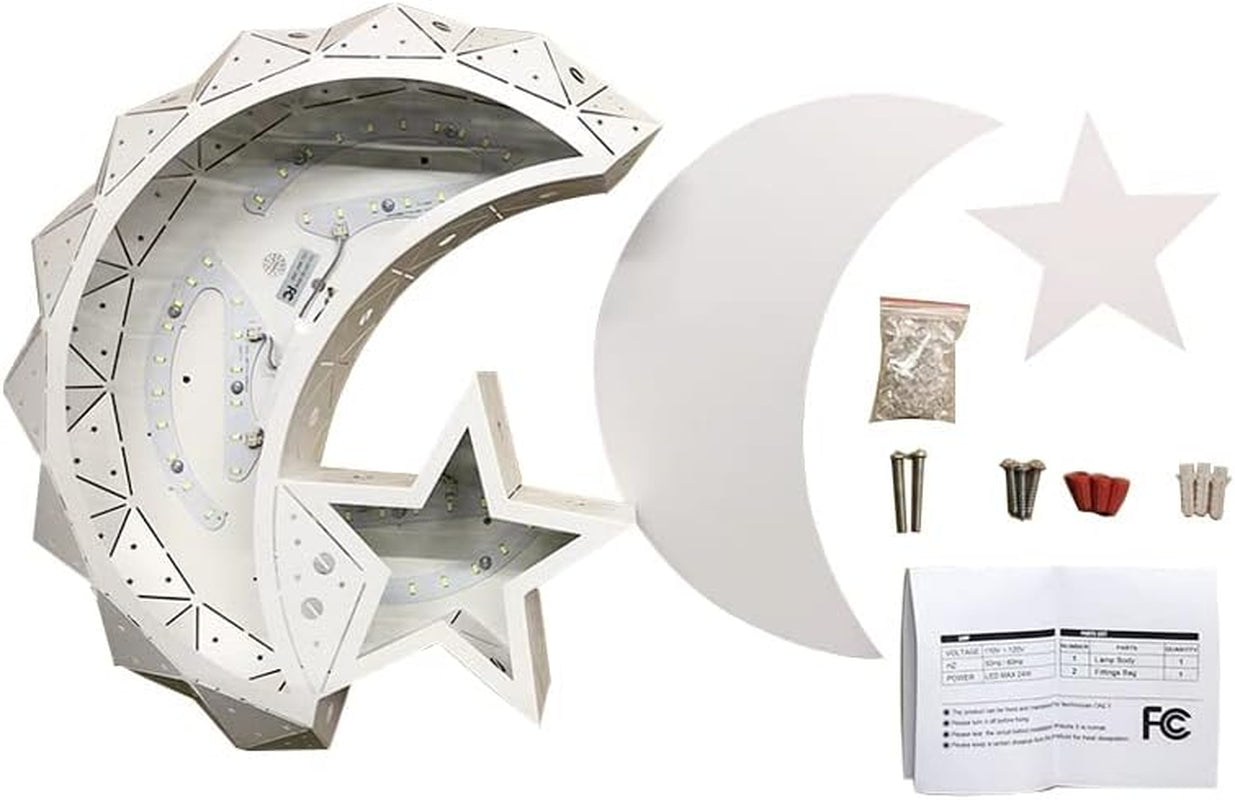 Modern LED Flush Mount Ceiling Light, Moon Star Shape Close to Ceiling Lighting for Kids Living Room Bedroom Study Room 960Lm White (Light Source: White)