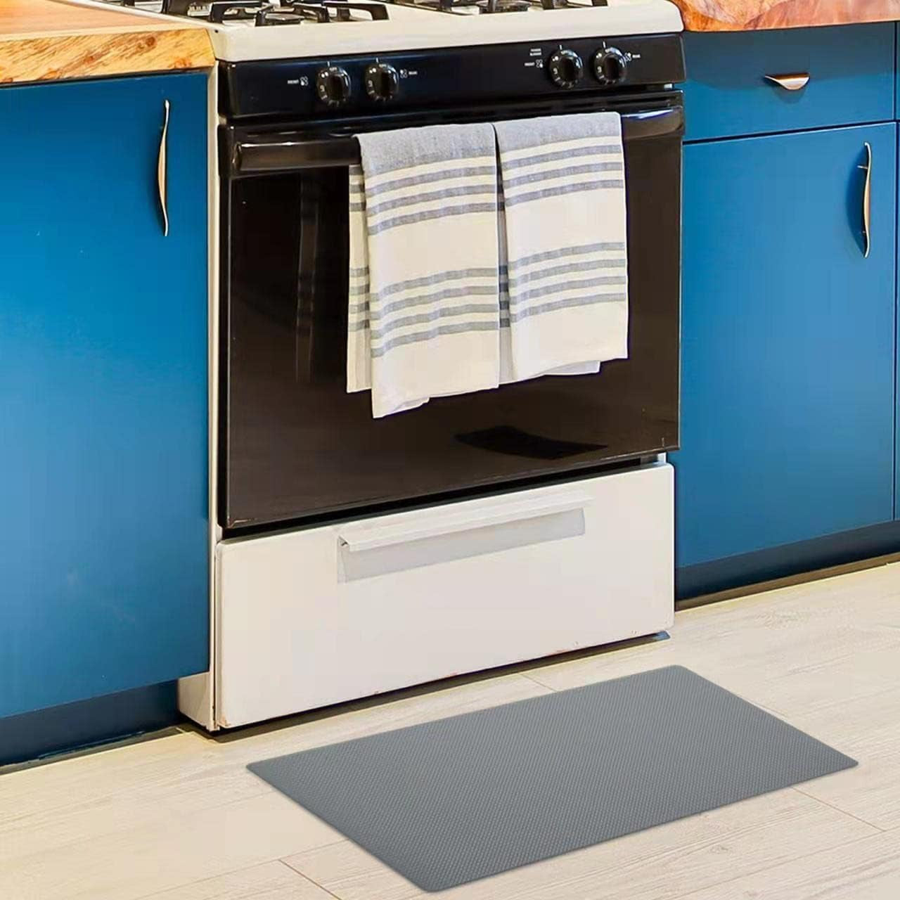 Kitchen Mat Enterway Floor Mat Housework Cushioned anti Fatigue Kitchen Rugs Standing Kitchen Decor Washing Room New Waterproof Non Skid Washable Rubber Sink Bottom Foam 17.3X29.5In(Gray)