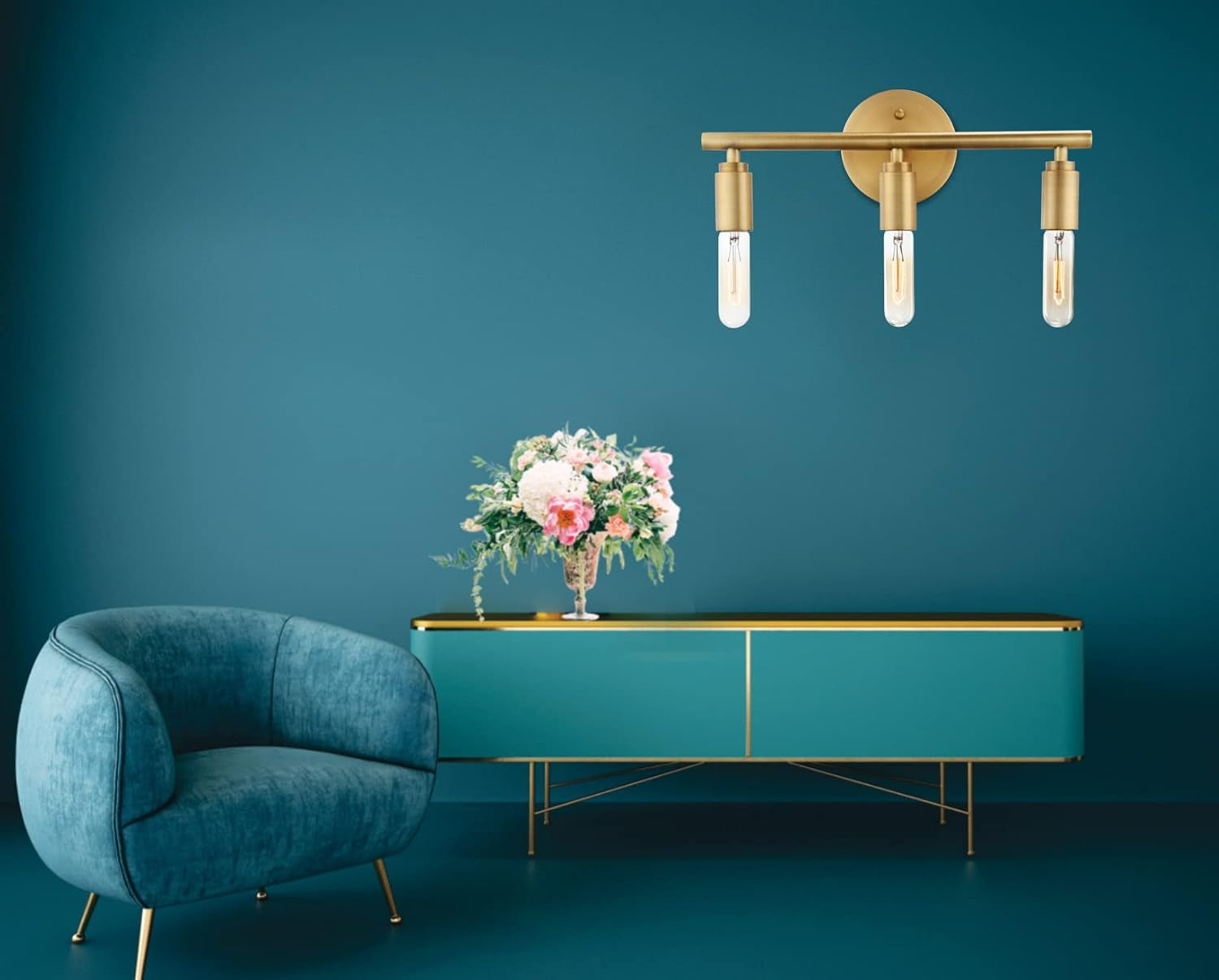 3-Light Gold Bathroom Light Fixtures, Modern Bathroom Vanity Light, Brushed Brass Bathroom Wall Mount Lights, Wall Lamp for Mirror Kitchen Bedroom Living Room Hallway (Antique Bronze)