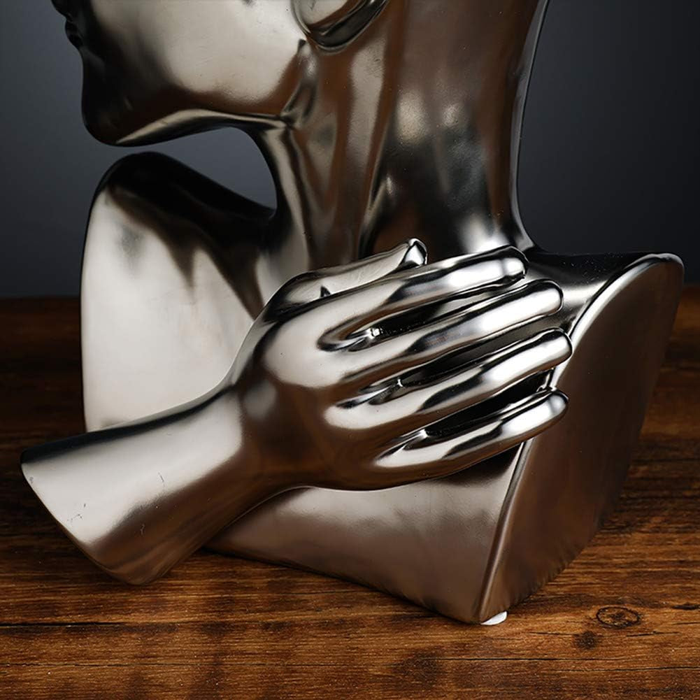 Silver Ceramic Vase Decoration Human Face Abstract Sculpture Modern Vase Ideal Gift for Friends, Family, Wedding or Home Decoration