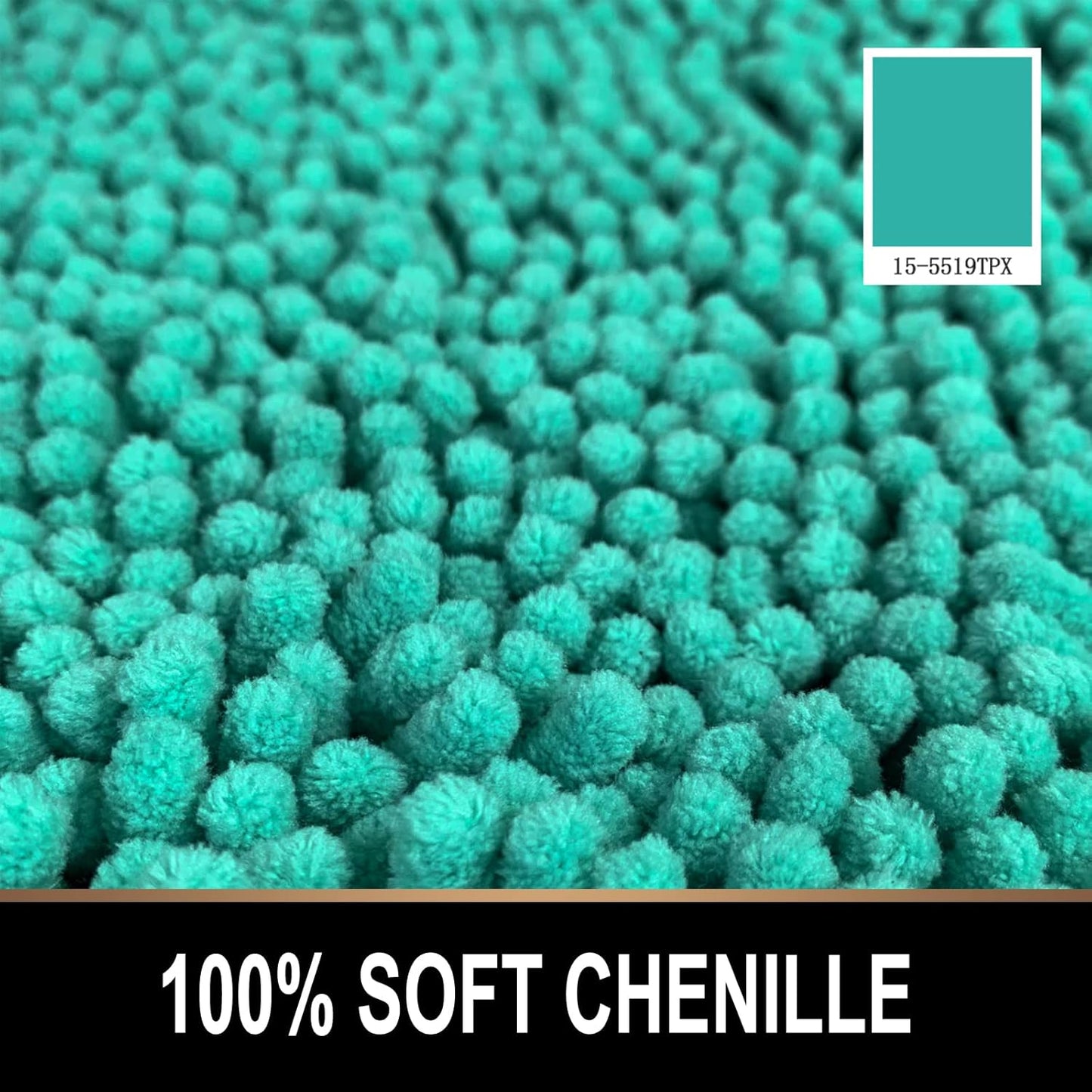 round Area Rug Set for Bathroom | Soft Plush Chenille Bath Mat, Water Absorbent Non-Slip Bathroom Rug | Washable Shag Carpet for Shower, Bedroom, or Home Décor | 36"X36" (Round) | Turquoise