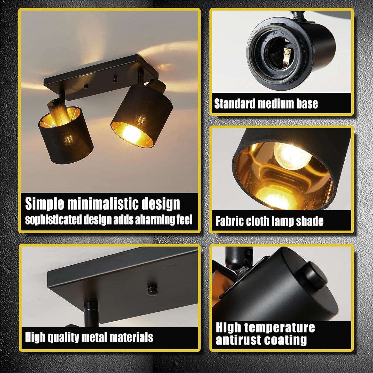 Semi Flush Mount Ceiling Light Black 2-Light Rustic Vintage Ceiling Lights Industrial Farmhouse Ceiling Lamp for Hallway, Entryway, Bedroom, Balcony, Farmhouse, Dining Room