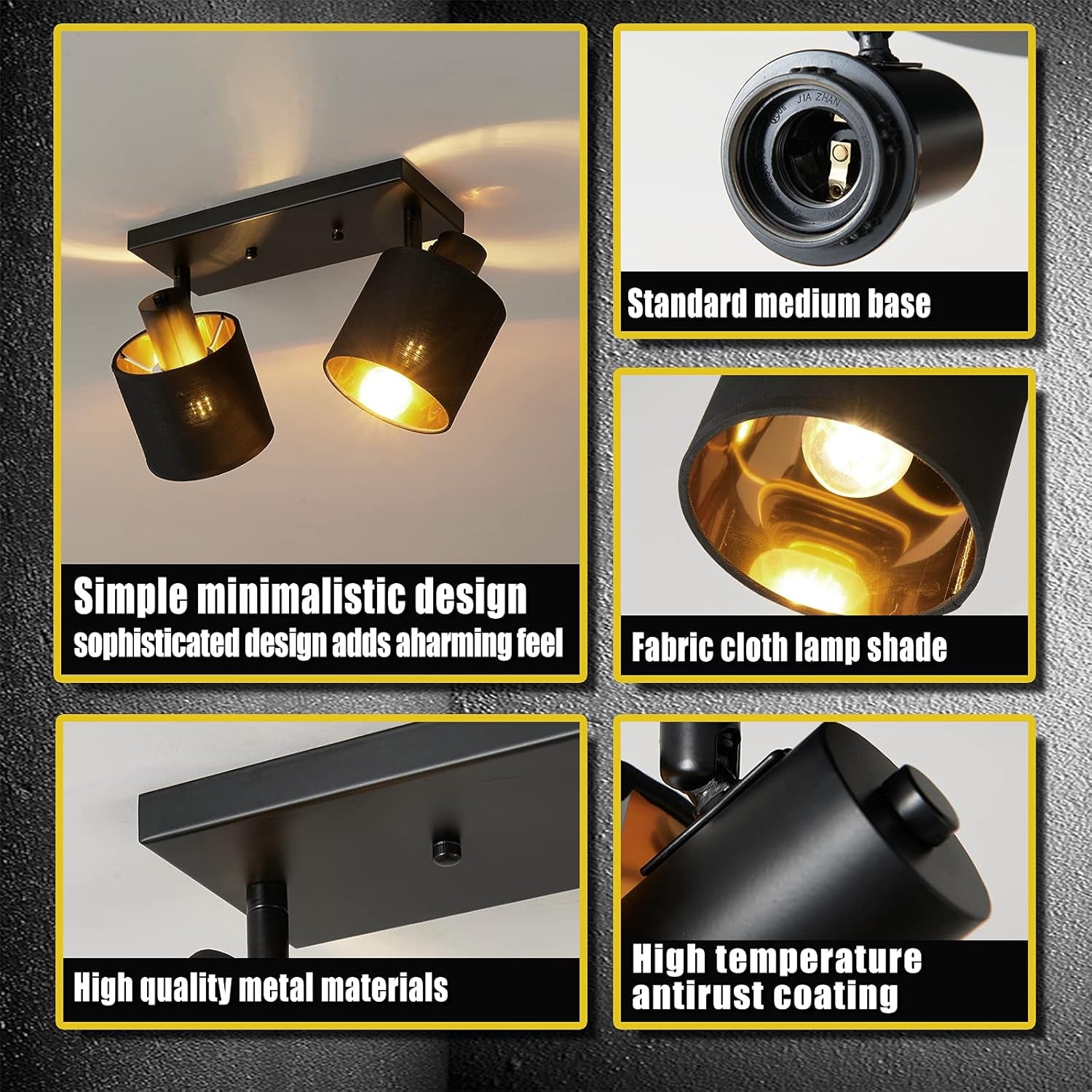 Semi Flush Mount Ceiling Light Black 2-Light Rustic Vintage Ceiling Lights Industrial Farmhouse Ceiling Lamp for Hallway, Entryway, Bedroom, Balcony, Farmhouse, Dining Room