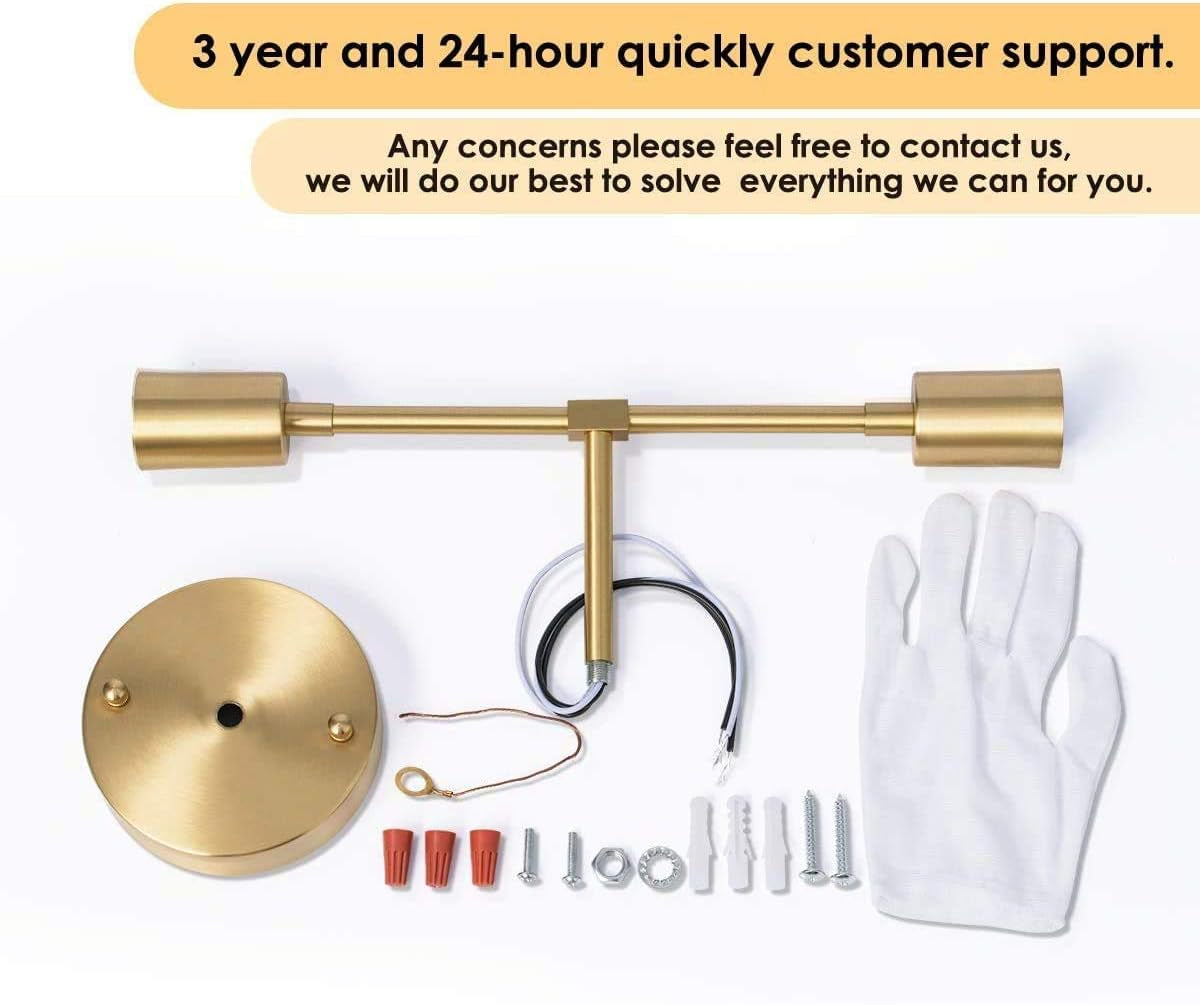 Gold Vanity Lights, 2-Light Bathroom Light Fixtures over Mirror Brass Sconce Modern Semi Flush Mount Wall Light Fixture for Toilet Bedroom Living Dining Room Restaurant Hallway Entryway