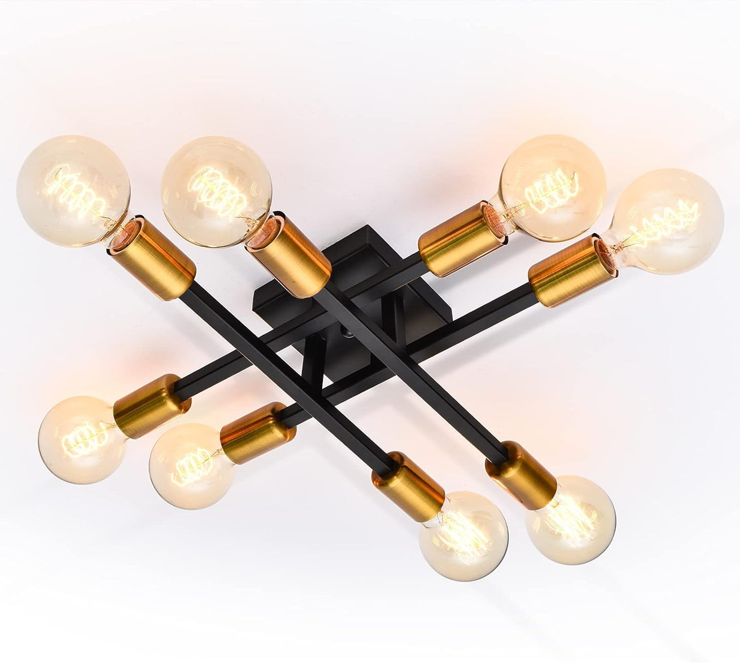 Semi Flush Mount Ceiling Light Fixture, 8 Light Vintage Sputnik Chandelier, Modern Ceiling Lamp for Kitchen Bedroom Living Room Bathroom Dining Room Hallway Farmhouse