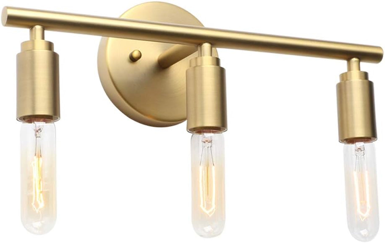3-Light Gold Bathroom Light Fixtures, Modern Bathroom Vanity Light, Brushed Brass Bathroom Wall Mount Lights, Wall Lamp for Mirror Kitchen Bedroom Living Room Hallway (Antique Bronze)