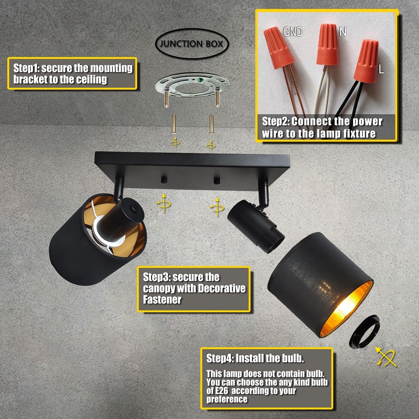 Semi Flush Mount Ceiling Light Black 2-Light Rustic Vintage Ceiling Lights Industrial Farmhouse Ceiling Lamp for Hallway, Entryway, Bedroom, Balcony, Farmhouse, Dining Room