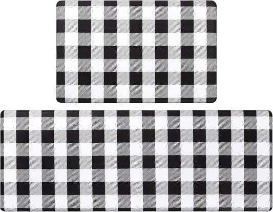 anti Fatigue Kitchen Mat Set of 2, Farmhouse Kitchen Rugs Non Skid Washable, Cushioned Kitchen Mats for Floor, Waterproof Memory Foam Kitchen Floor Mats, Standing Desk Mat Kitchen Runner Carpet
