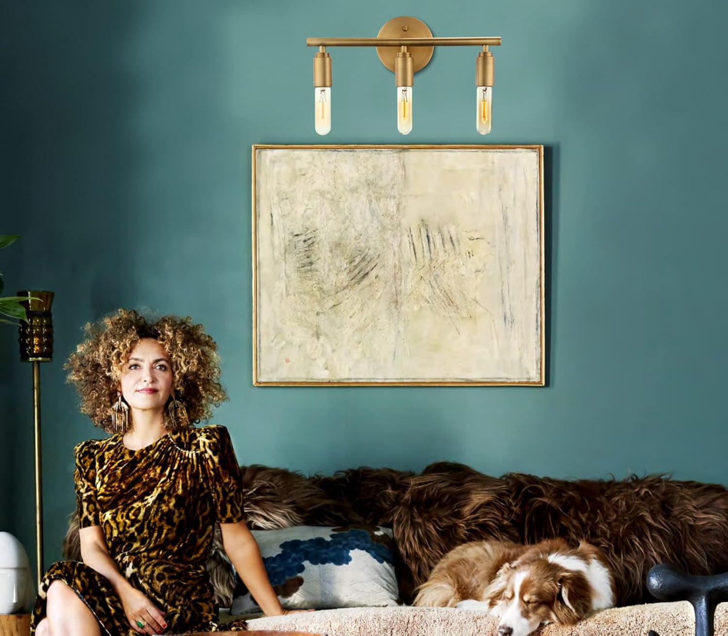 3-Light Gold Bathroom Light Fixtures, Modern Bathroom Vanity Light, Brushed Brass Bathroom Wall Mount Lights, Wall Lamp for Mirror Kitchen Bedroom Living Room Hallway (Antique Bronze)